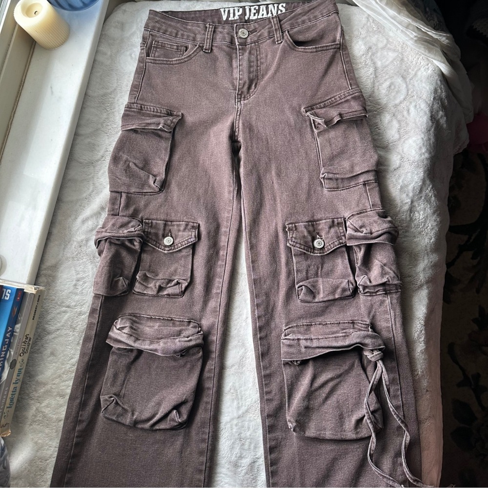 Y2K VIP Jeans Cargo Style w/ Pockets Straight Leg Skater Girl